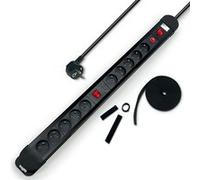 WAYTEX Pack Multiprise Parasurtenseur 10 Prises 2 interrupteurs Câble 1,50m Plus 1 Bande Serre-câble Auto-agrippante 1 Rouleau de 5 m à découper Inclus