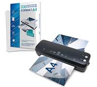 Waytex Pack Plastifieuse A4 + 200 pochettes 150 microns - Chaud/Froid, chauffe rapide, formats A4/A5/A6, vitesse 25 cm/min, levier anti bourrage