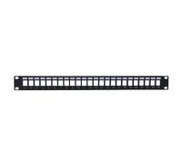 Waytex Panneau de brassage noir 19'' 1U 24 ports vide LARGE avec support de câbles