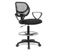 Chaise de Bureau Haute Ergonomique, Assise matelassée Réglable en hauteur 52-72 cm avec Repose-pieds pour bureau haut, table dessin