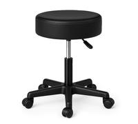 Waytex Tabouret de Travail à roulettes Pivotant à 360 degrés, Hauteur d’Assise réglable de 44 à 58, Assise Confortable épaisseur 9 cm- pour thérapeute, Coiffeur, institut esthétique - Noir