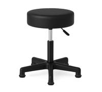 Waytex Tabouret pivotant sans roulettes - Hauteur réglable 44-58 cm - Pieds Fixes - Assise Confortable Simili Cuir Noir - Stable pour Accueil et Poste de Travail