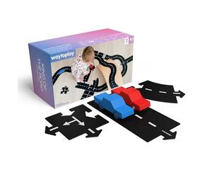 waytoplay King of The Road - La route de jouet flexible - 40 pièces - Avec voitures - Jouez avec vos voitures à l'intérieur et à l'extérieur - Fabriqué aux Pays-Bas