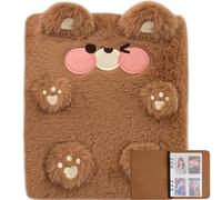 WAYUTO Album photo Kpop en peluche avec 20 pages intérieures de 5,1 x 7,6 cm, joli album photo A6 à 4 poches, porte-cartes amovible Kpop Star, marron