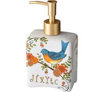 WAYUTO Distributeur de Savon Liquide Vintage en céramique de 355 ML pour comptoir de Cuisine, Salle de Bain, Distributeur de Savon décoratif en Porcelaine Florale Antique, Pie Blanche