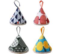 WAYUTO Lot de 4 gants de cuisine coniques résistants à la chaleur, en coton et lin, mini maniques triangulaires avec boucle de suspension pour la cuisine, la friteuse à air comprimé
