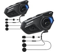 WAYXIN R16 Moto Oreillette Bluetooth -casque moto -Intercom avec double puce,multi-audio,IP67 étanche,partage de musique & radio FM,pour groupe de 6 personnes