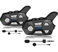 WAYXIN R9 6-way motorcycle headset, intercom system for motorcycles, helmet headset range 1500m full duplex intercom, motorcycle headset with FM, Double Pack music parts function