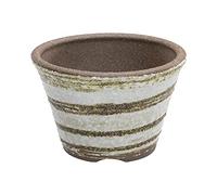 Wazakura Banko Series Petit Pot à Bonsaï Rond en Céramique Fabriqué Artisanalement au Japon, Taille 11 cm avec Un Trou de Drainage, Pot de Fleurs pour Plantes Grasses - Blanc