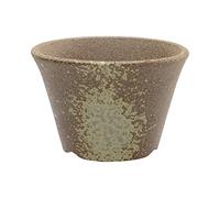 Wazakura Banko Series Petit Pot à Bonsaï Rond en Céramique Fait Main Artisanalement avec Trou de Drainage 11 cm, Fabriqué au Japon, Pot de Fleurs pour Plantes Our Cactus - Marron et Or Blanc