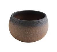 Wazakura Banko Series Pot à Bonsaï en Céramique Fait à la Main 10 cm Fabriqué au Japon Petit Pot de Fleurs Rond, Mini Cactus et Bol à Plantes - Marron et Noir