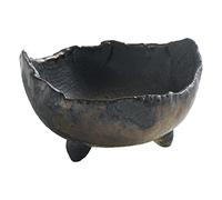 Wazakura Banko Series Pot à Bonsaï Rustique Japonais, Fait à la Main en Forme de Croissant Taille 12 cm, Fabriqué au Japon, Pot de Fleurs, Vase de Plante d'Intérieur - Noir et Marron