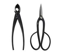 Wazakura Lot de 2 Outils Essentiels pour Bonsaï et Jardinage Fabriqués au Japon, Ciseaux Sécateur à Bonsaï Ashinaga 200 mm et Coupe Branches Concave 200 mm