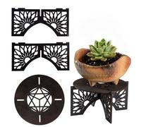 Wazakura Mini Support de Pot de Fleurs Japonais, Présentoir en Bois Sakura pour Bonsaï et Plantes (6cm, Modèle Hana)