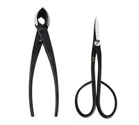 Wazakura Set 2 Outils Japonais Essentiels pour Bonsaï et Jardinage en Acier Carbon et Fabriqués au Japon, Ciseaux Satsuki 180mm et Coupe Branche Concave 200mm