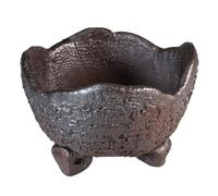 Wazakura Shigaraki Série Pot à bonsaï rustique en forme de demi-lune 100 mm Fabriqué au Japon Pot de fleurs décoratif en céramique pour le jardin Marron/gris