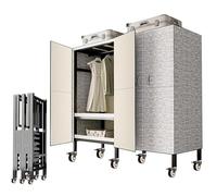 WAZCSD Armoire avec Housse Portable, Penderie Pliable avec roulettes for Chambre À Coucher, Étagère De Rangement De Manteau De Vêtements Autoportante(D,152cm/59.8in)