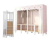 WAZCSD Armoire de Rangement Pliable Penderie Portable avec Barre de Suspension et étagères Porte-vêtements Wardrobe Tissu avec Rangement pour Vestiaire Chambre Salle d'étude(B,112cm/44.1in)