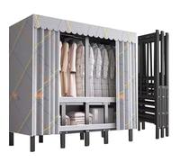 WAZCSD Armoire Pliable en Tissu, Penderie avec Housse, Armoires Portable avec Barre De Suspension Et Étagères, Rangement Étagère Vêtement(71"/180cm)