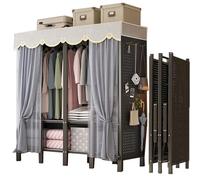 WAZCSD Armoire Portative Pliable, Support À Vêtements en Métal Autonome, Support À Rangement Robuste, Armoires Couvertes pour Chambre à Coucher, Panneau Perforé(Black,241cm/94.9in)