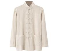 WAZHAKU Chemise en lin pour homme - Veste d'arts martiaux chinois - Uniforme traditionnel - Vêtement d'extérieur pour les arts martiaux - Kung Fu, Tai Chi Wushu - Pour hommes et femmes - Costume Tang
