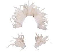 WAZHAKU Costume de carnaval, gothique, plumes, écharpe, poncho, Halloween, fête, costume, épaulettes, col shrug, cape, boa en plumes, écharpe gothique pour Halloween, cosplay, R blanc., taille unique