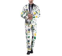 WAZHAKU Costume de carnaval pour homme - 2 pièces - Coupe ajustée - Un bouton - Costume de mariage - Pantalon hippie - Tenue de sport - Tenue de Nouvel An, R vert., M