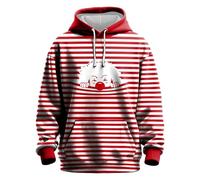 WAZHAKU Costume de carnaval pour homme - Pull à capuche amusant pour homme - Cathédrale de Cologne - Confettis - Carnaval - Carnaval - Manches longues - Rouge et blanc - Pull à rayures avec motif