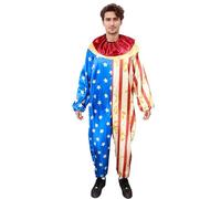WAZHAKU Costume de clown américain pour homme - Combinaison de clown d'horreur - Costume d'Halloween - Costume de carnaval