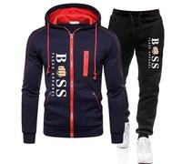 WAZHAKU Ensemble de jogging pour homme, ensemble de survêtement long, survêtement sport, survêtement de loisirs, survêtement baggy, sweatsuits, ensemble de fitness à deux pièces, 2 parties, hoodie et