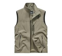 WAZHAKU Gilet de chasseur pour homme - Gilet d'extérieur avec de nombreuses poches - Séchage rapide - Léger et respirant - Veste sans manches - Pour la chasse, la photographie, le camping - Gilet