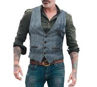 WAZHAKU Gilet de cowboy pour homme - Gilet de cowboy western pour la fête de la bière - Gilet traditionnel pour mariage, fête, carnaval - Gilet de costume avec boutons - Gilet de loisirs vintage, NY2