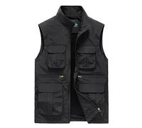 WAZHAKU Gilet de pêche pour homme - Gilet de chasse sans manches - Pour les loisirs, la chasse, le safari - Avec de nombreuses poches - Séchage rapide - Gilet d'été léger - Gilet d'extérieur, Noir