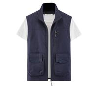 WAZHAKU Gilet de pêche pour homme - Gilet safari sans manches - Séchage rapide - Respirant - Gilet d'entraînement - Gilet de randonnée - Gilet de travail multifonction - Grandes tailles - Gilet de