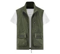 WAZHAKU Gilet de pêche pour homme - Gilet safari sans manches - Séchage rapide - Respirant - Gilet d'entraînement - Gilet de randonnée - Gilet de travail multifonction - Grandes tailles - Gilet de