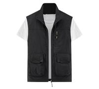 WAZHAKU Gilet de pêche pour homme - Gilet safari sans manches - Séchage rapide - Respirant - Gilet d'entraînement - Gilet de randonnée - Gilet de travail multifonction - Grandes tailles - Gilet de