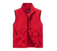 WAZHAKU Gilet softshell pour homme - Séchage rapide - Respirant - Sans manches - Gilet de travail d'été - Gilet de chasse - Pour photographie, loisirs, trekking, randonnée, O rouge., M