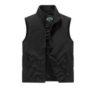 WAZHAKU Gilet softshell pour homme - Séchage rapide - Respirant - Sans manches - Gilet de travail d'été - Gilet de chasse - Pour photographie, loisirs, trekking, randonnée, P noir., S
