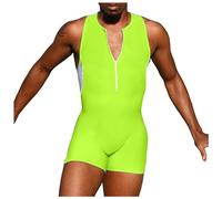 WAZHAKU Maillot de bain pour homme avec fermeture éclair sur le devant, sans manches, sport, surf, maillot de bain une pièce, amincissant, body de lutte, sous-vêtements, combinaisons