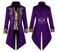 WAZHAKU Manteau de prince victorien médiéval steampunk pour homme - Uniforme de grenouille - Costume baroque - Vintage Renaissance - Costume gothique - Vikings pirate vampire - Costume de carnaval, R