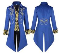 WAZHAKU Manteau de prince victorien médiéval steampunk pour homme - Uniforme de grenouille - Costume baroque - Vintage Renaissance - Costume gothique - Vikings pirate vampire - Costume de carnaval, R