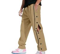 WAZHAKU Pantalon de jogging pour homme - Pantalon de rééducation avec boutons sur le côté - Pantalon pour homme avec poches et boutonnière latérale pour ouvrir - Taille élastique - Pantalon de sport
