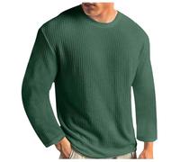 WAZHAKU Pull d'hiver chaud pour homme - Couleur unie - Col rond - Manches longues - Pull en tricot fin - Pull stretch gaufré - Pull en tricot à manches longues, GN1., 5XL