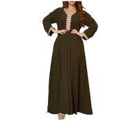 WAZHAKU Robe musulmane pour femme Abaya - Robe musulmane à manches longues - Caftan - Vêtements islamiques - Vêtements de prière pour femme - Ramadan - Proche-Orient Dubaï - Turquie - Robe de prière