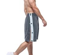 WAZHAKU Short de sport court pour homme - Taille élastique - Avec poches - Pantalon de sport sur le côté - Avec boutonnière latérale à ouvrir - Boutons - Pantalon de loisirs - Pantalon de rééducation,