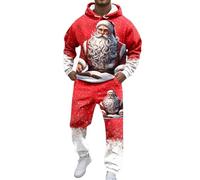 WAZHAKU Survêtement de Noël pour homme - Tenue de Noël amusante - 2 pièces - Costume de Père Noël amusant - Sweat et pantalon de jogging chaud, R1., M