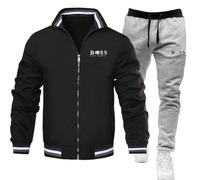 WAZHAKU Survêtement Homme Longue Combinaison de Training Confortable Ensemble de Jogging Pantalon Baggy Tenue de Loisirs 2 Pièces Ensemble de Survêtement Set 2 Pièces Veste d'Hiver et Pantalon de