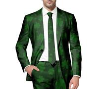 WAZHAKU Veste de costume pour homme - Veste de fête pour la Saint Patrick Luck of The Irish Trèfle - Veste de costume des années 80 - Shamrock trèfle cintré - Costume de fête de la Saint-Patrick, Noir
