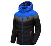 WAZHAKU Veste matelassée pour homme - Doudoune épaisse et chaude - Bicolore - Doudoune matelassée - Manteau d'hiver décontracté - Veste de transition avec capuche - Manteau matelassé confortable