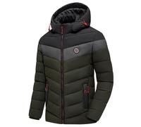 WAZHAKU Veste matelassée pour homme - Doudoune épaisse et chaude - Bicolore - Doudoune matelassée - Manteau d'hiver décontracté - Veste de transition avec capuche - Manteau matelassé confortable